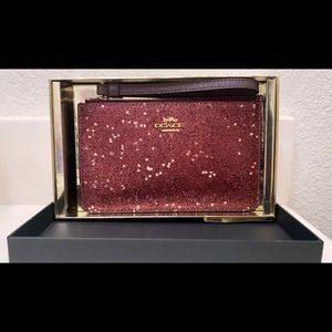 Coach heart glitter small wristlet